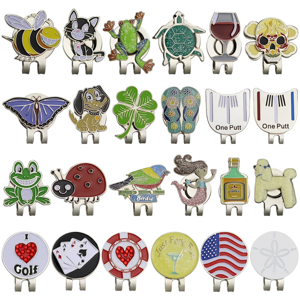 1PC GOG Golf Marker with Magnetic Cap Hat Clips Training Accessories Multi Colors Animal Cup Flag Slippers Tiger High Quality