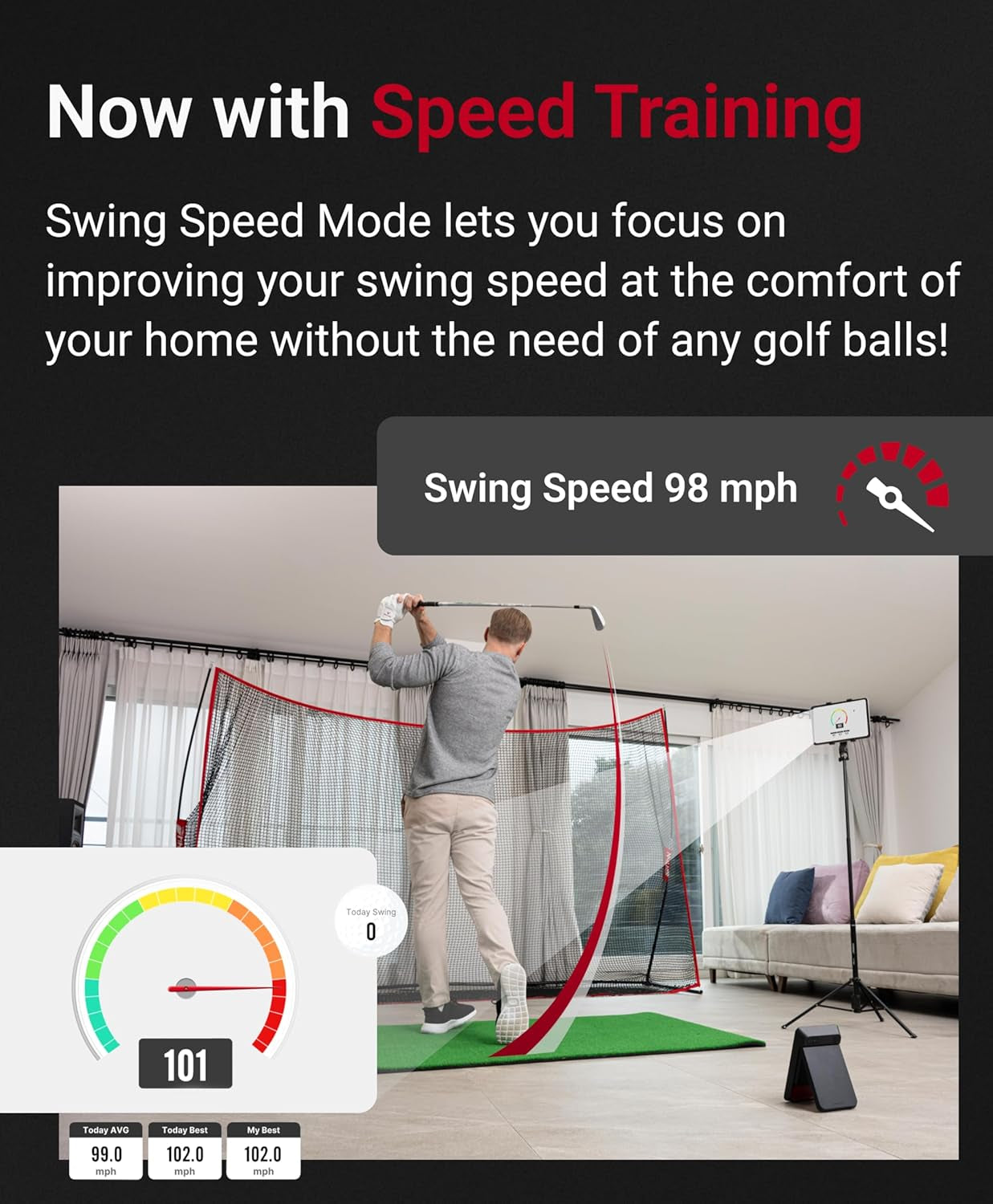 Unisex Sc4 Pro & Golf Simulator and Launch Monitor, Black